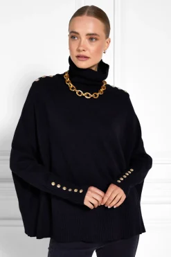 Holland Cooper Knitwear-Kingsbury Cape Knit Black