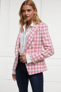 Holland Cooper Gifts For Her|Blazers-Knightsbridge Blazer Pink Large Scale Houndstooth
