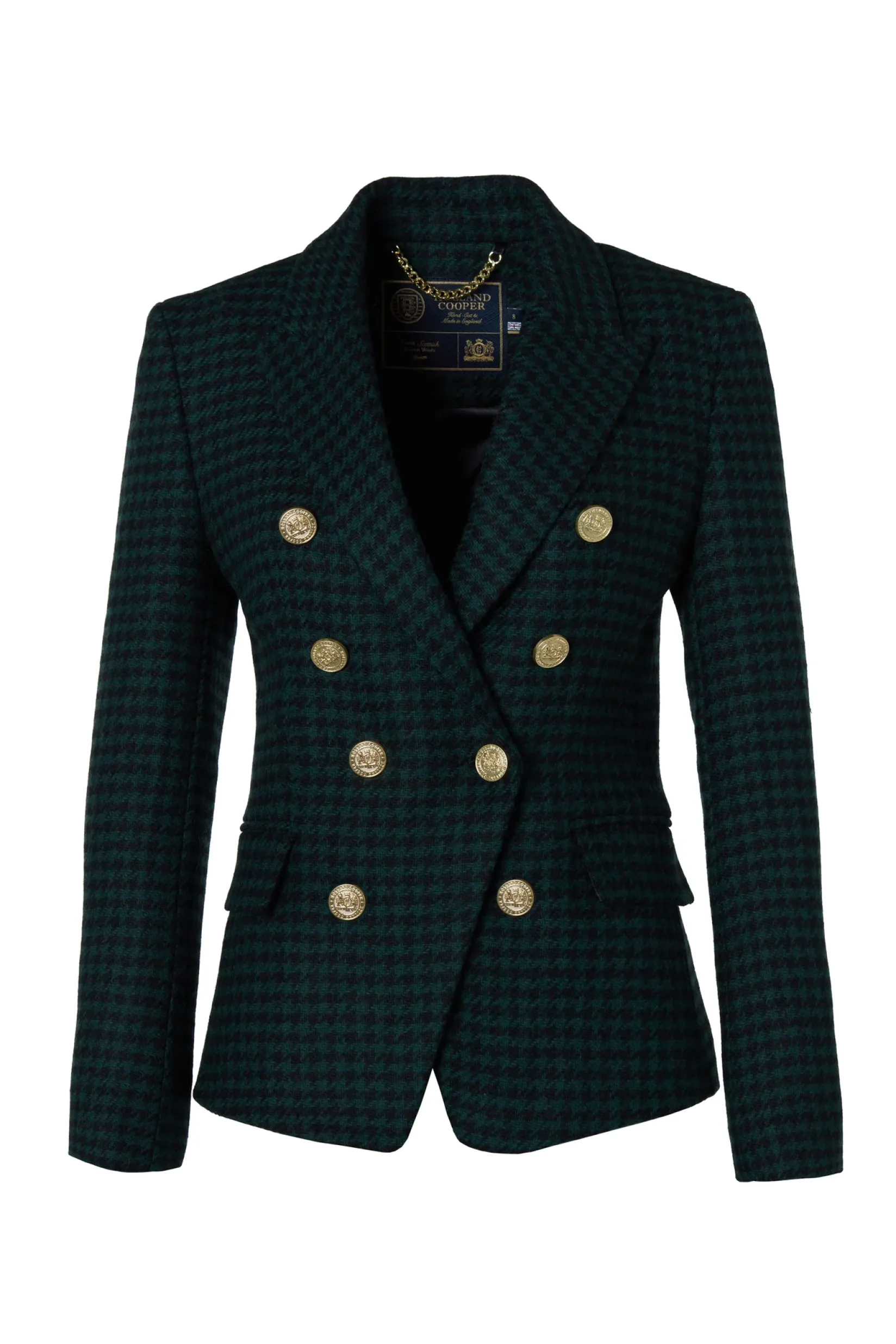 Holland Cooper Blazers|Jackets-Knightsbridge Blazer Emerald Houndstooth