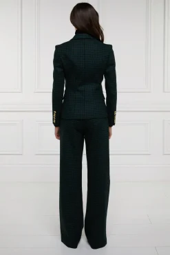 Holland Cooper Blazers|Jackets-Knightsbridge Blazer Emerald Houndstooth