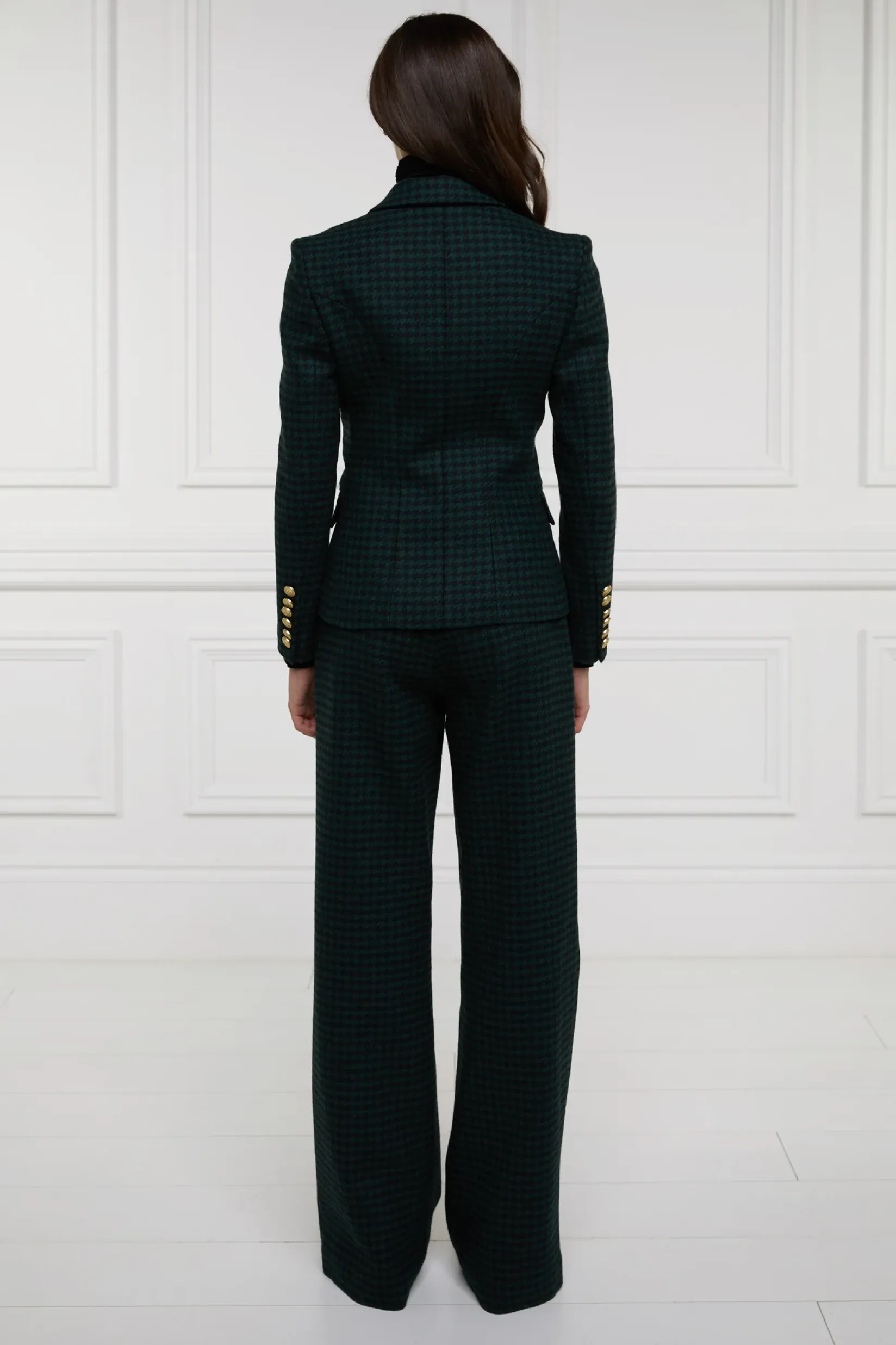 Holland Cooper Blazers|Jackets-Knightsbridge Blazer Emerald Houndstooth