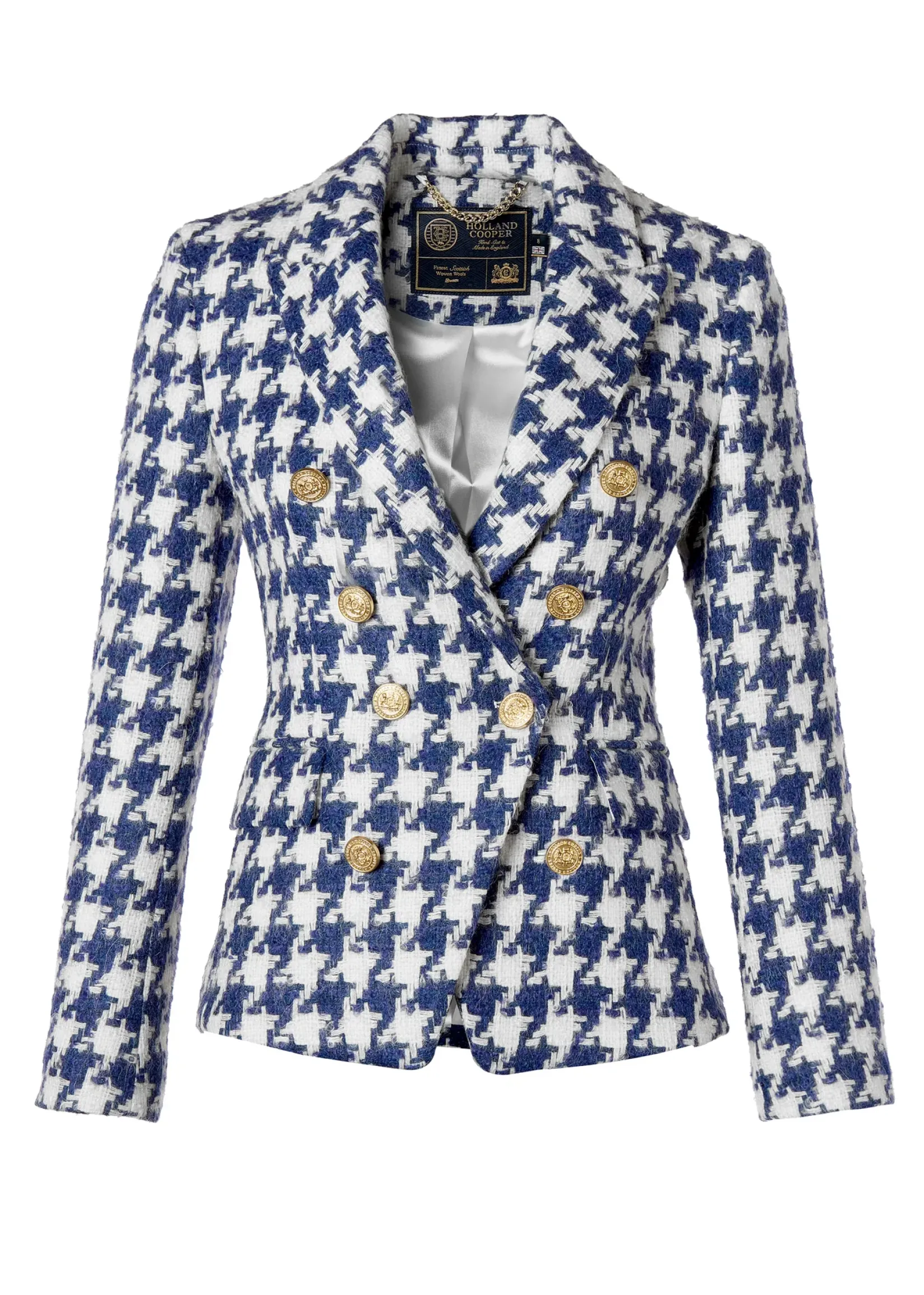Holland Cooper Blazers|Jackets-Knightsbridge Blazer Large Scale Navy Houndstooth