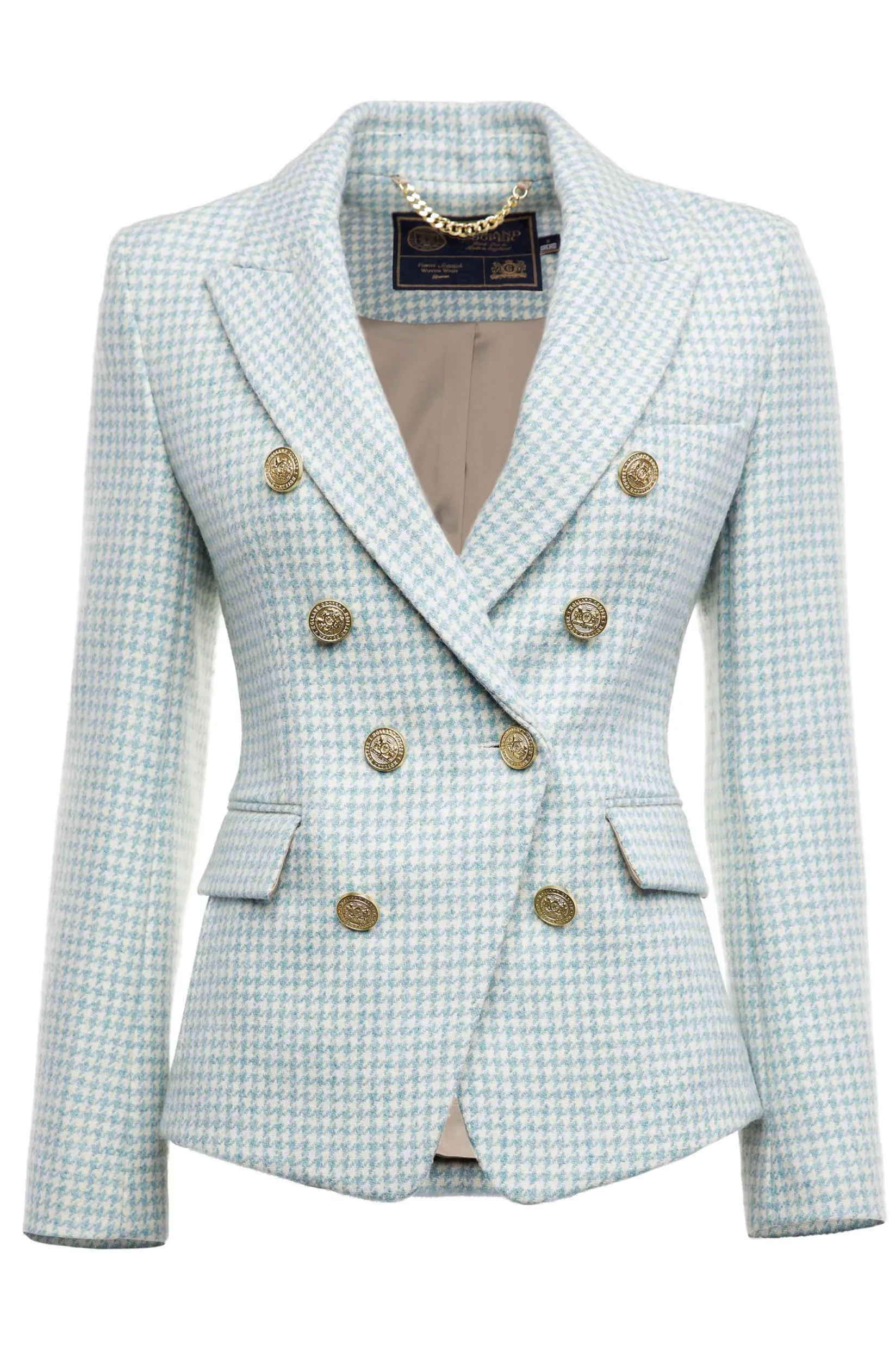 Holland Cooper Blazers|In Stock Tailoring-Knightsbridge Blazer Teal Houndstooth