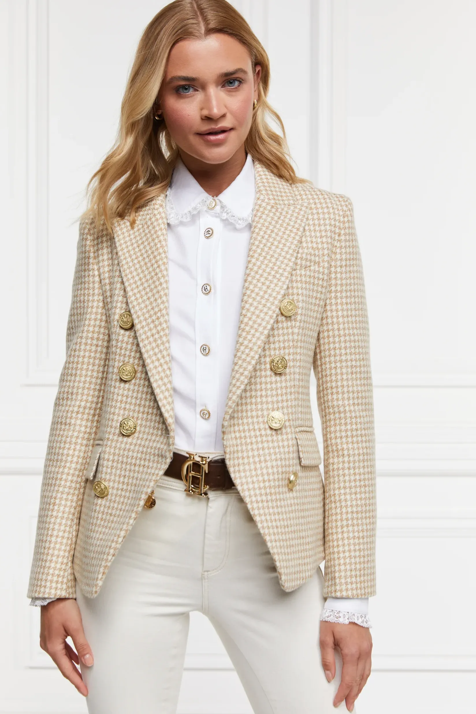 Holland Cooper Blazers|Back In Stock-Knightsbridge Blazer Camel Puppy Tooth