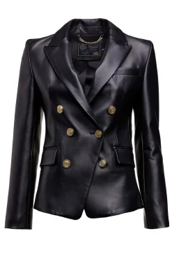 Holland Cooper Blazers-Knightsbridge Blazer Valencia Leather Black