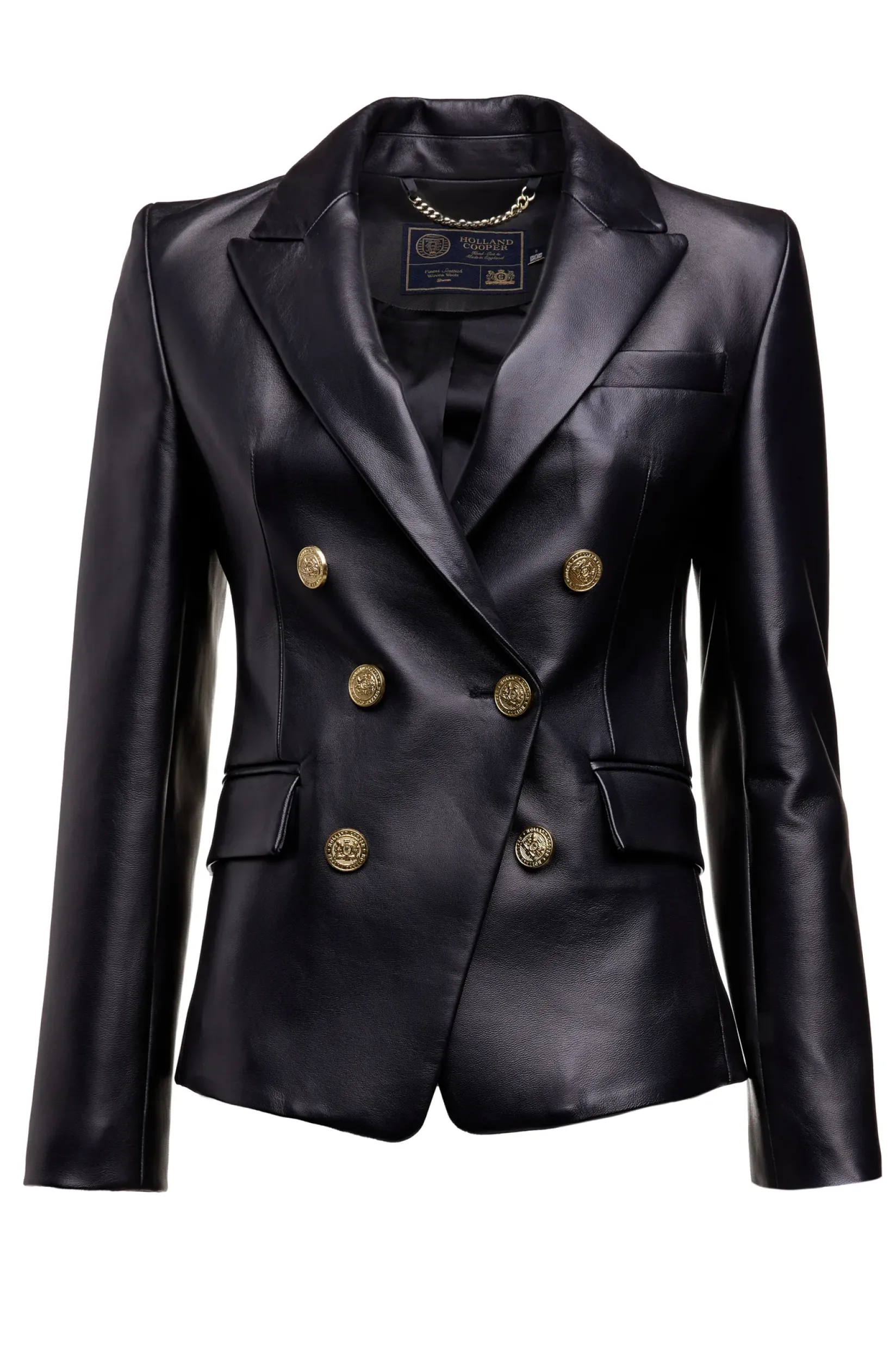 Holland Cooper Blazers-Knightsbridge Blazer Valencia Leather Black