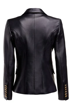 Holland Cooper Blazers-Knightsbridge Blazer Valencia Leather Black