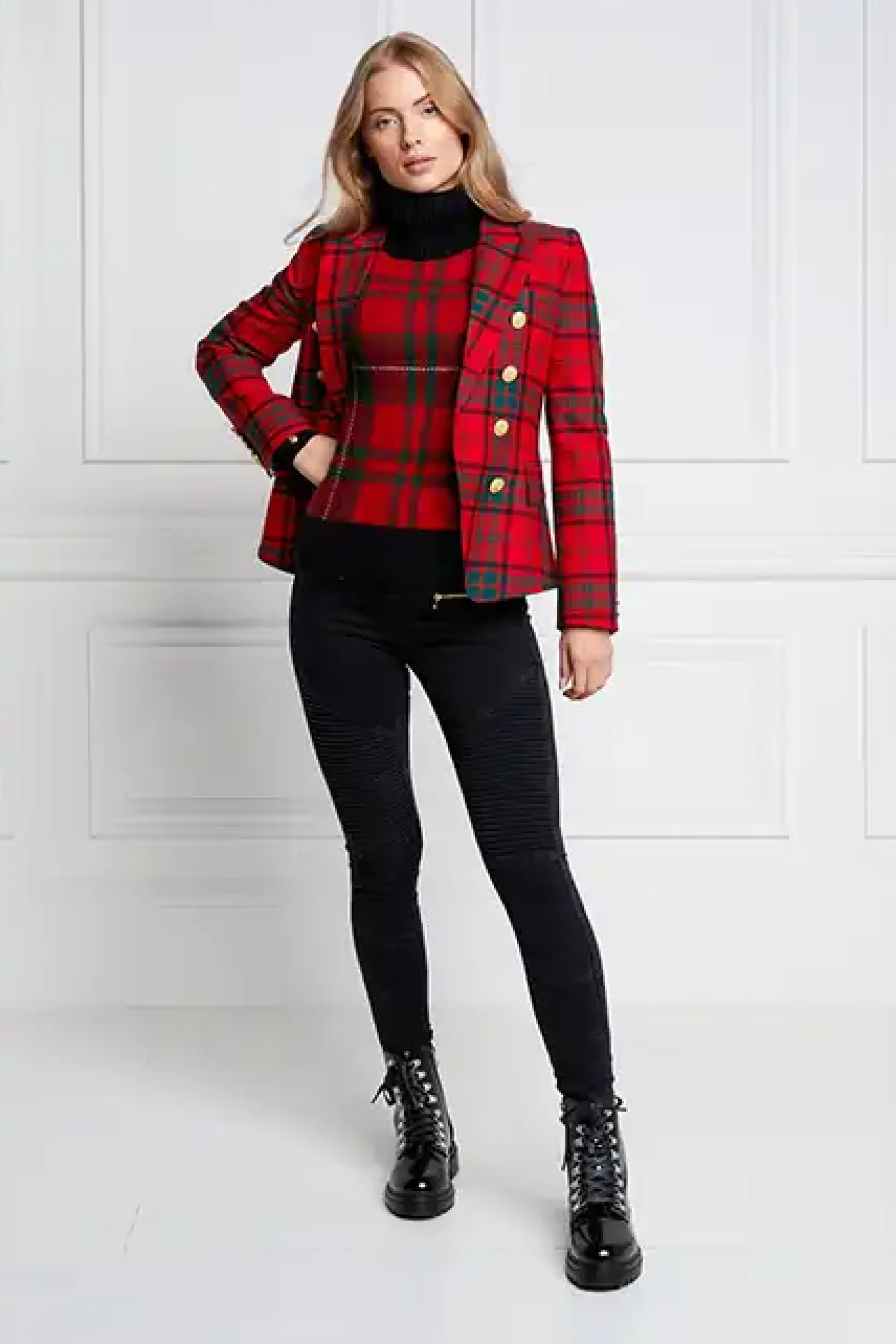 Holland Cooper Blazers|In Stock Tailoring-Knightsbridge Blazer Red Tartan
