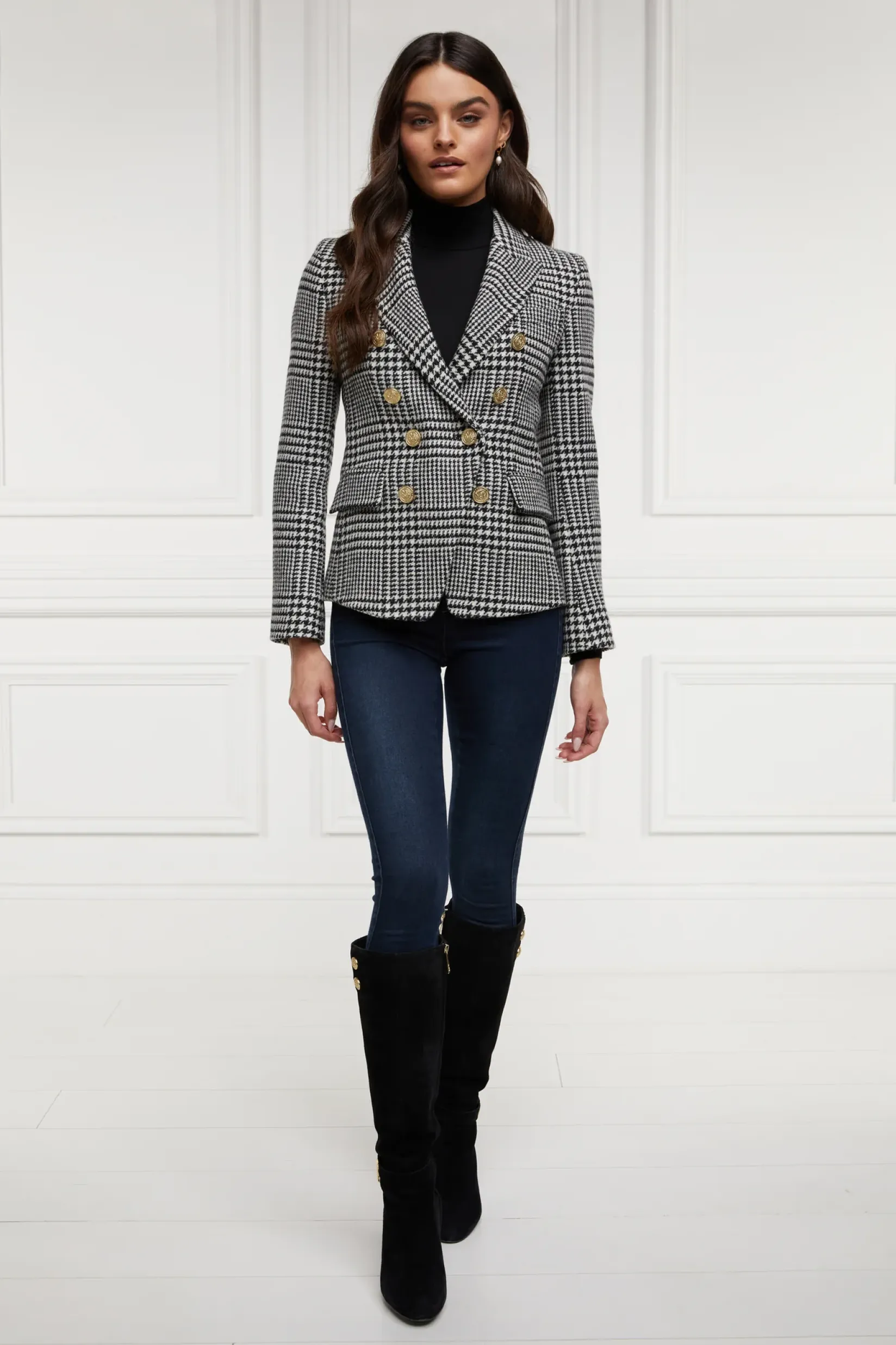 Holland Cooper Blazers|Jackets-Knightsbridge Blazer Large Scale Prince Of Wales Mono