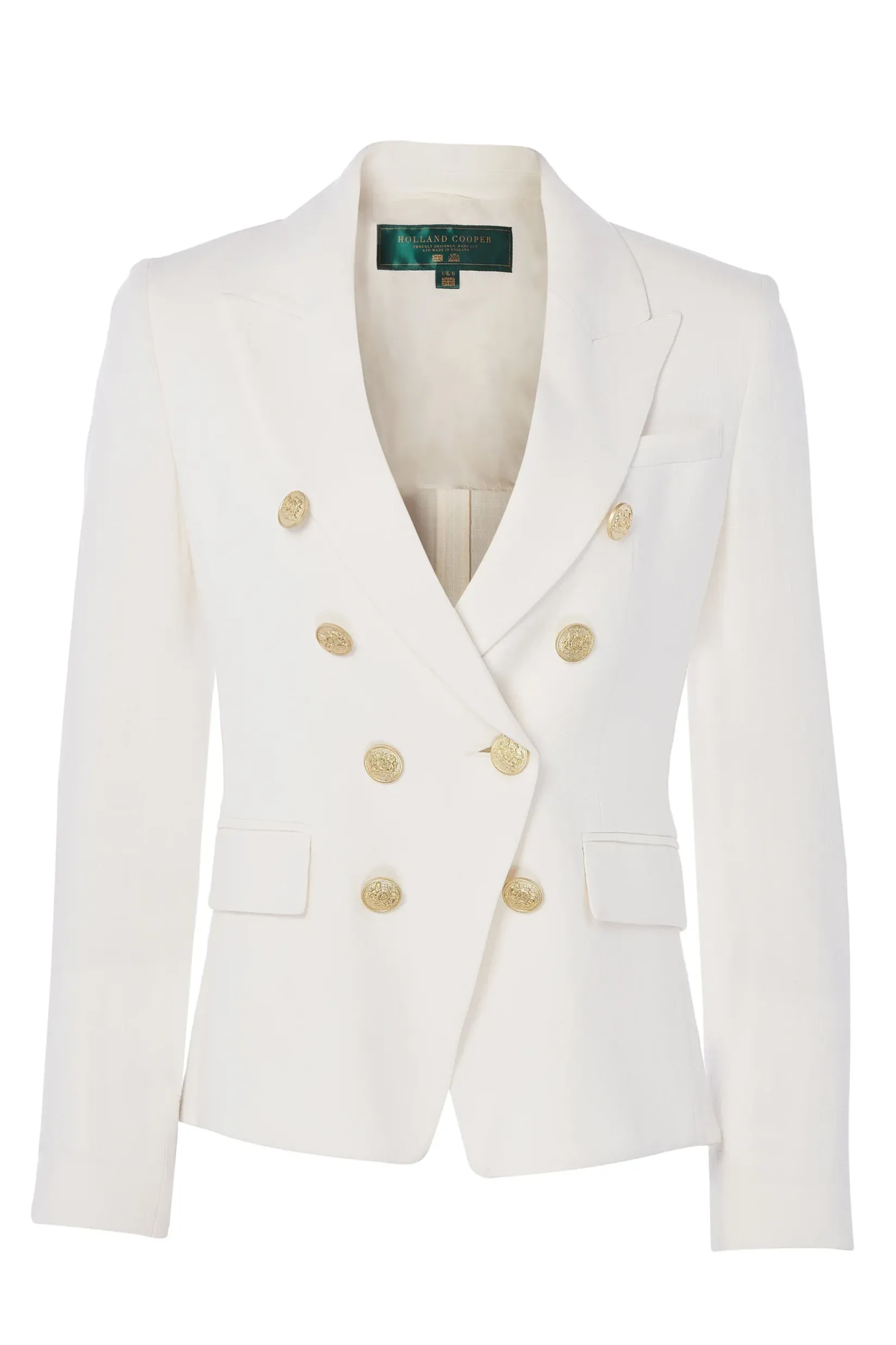 Holland Cooper Blazers|Jackets-Knightsbridge Blazer Oyster Linen