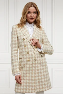 Holland Cooper Coats|In Stock Tailoring-Knightsbridge Coat Camel Houndstooth