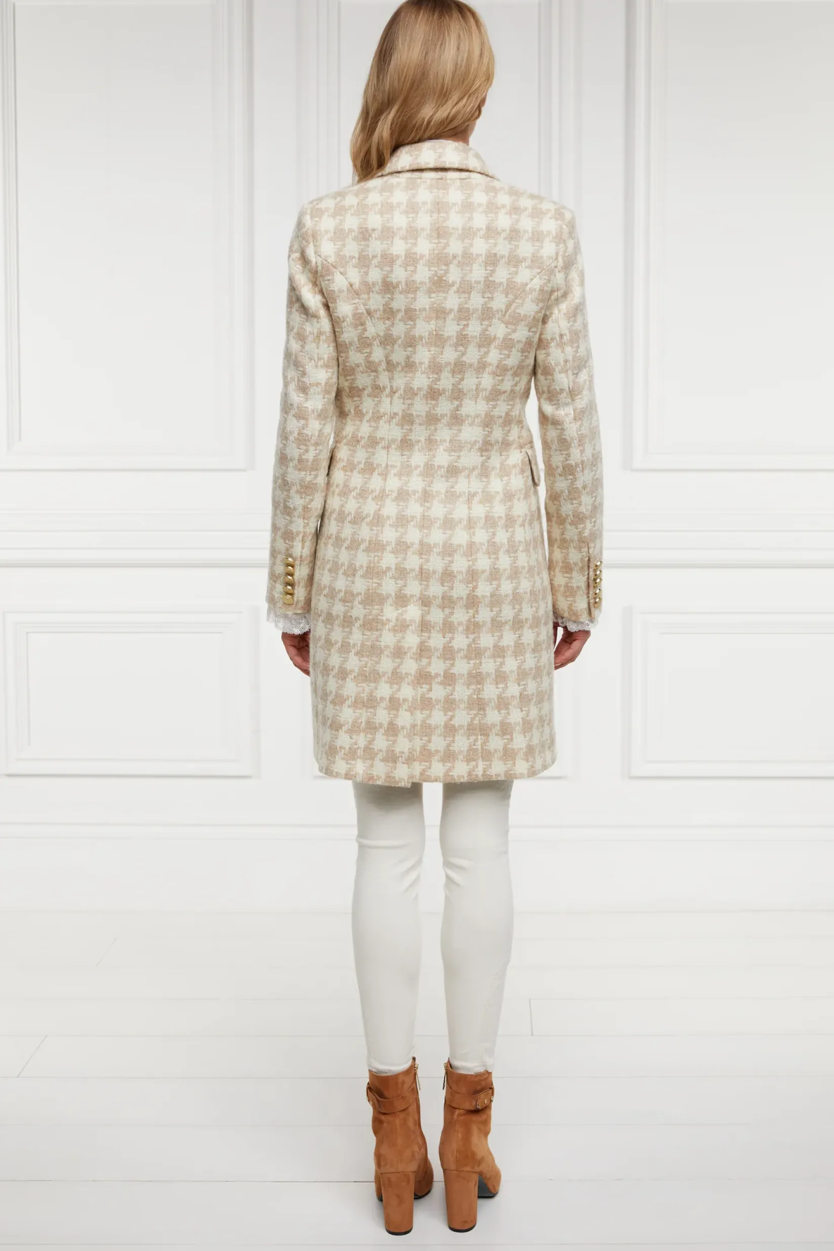 Holland Cooper Coats|In Stock Tailoring-Knightsbridge Coat Camel Houndstooth