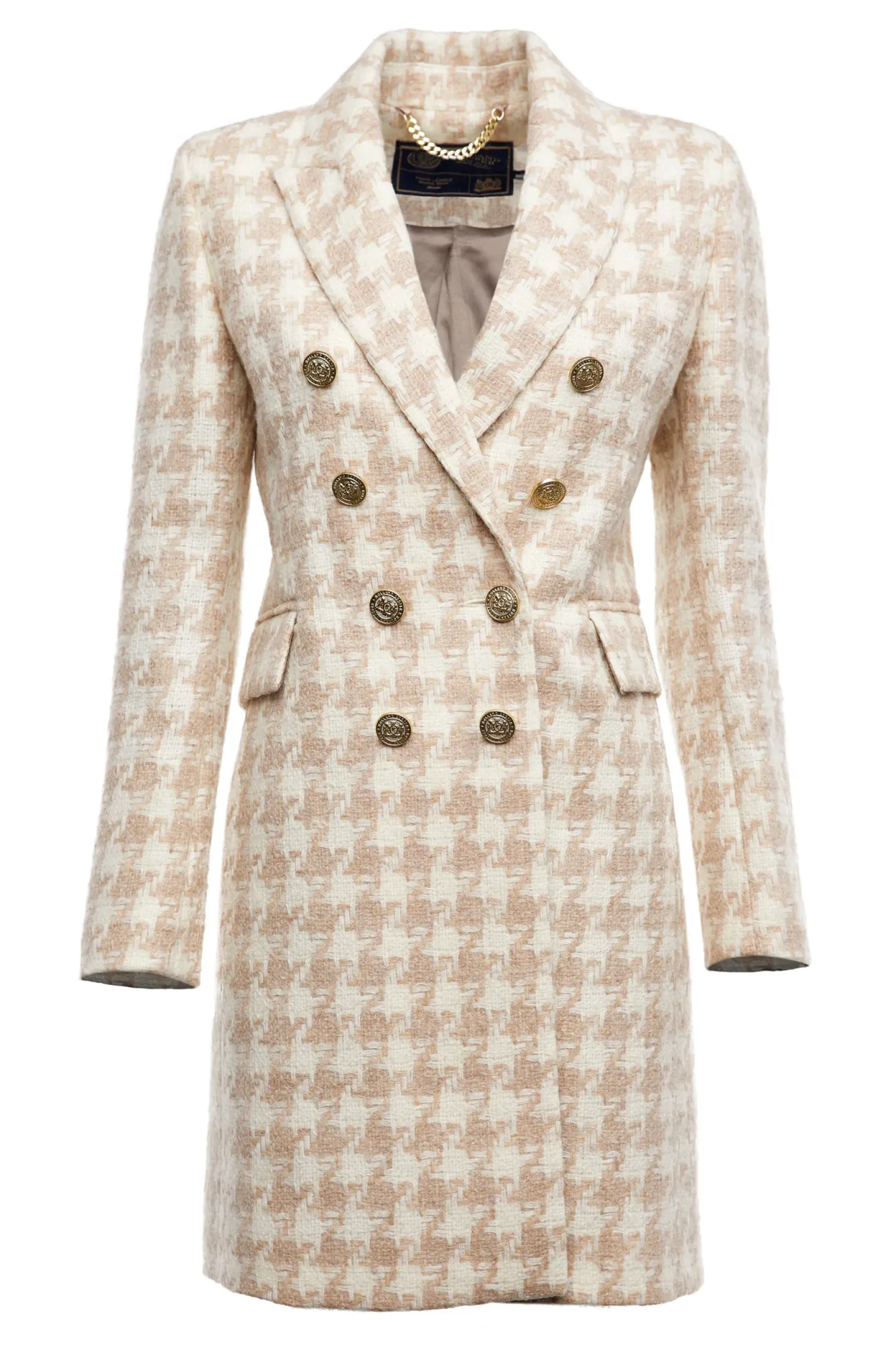 Holland Cooper Coats|In Stock Tailoring-Knightsbridge Coat Camel Houndstooth