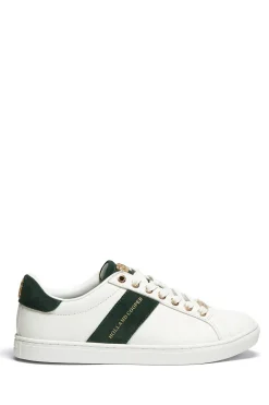 Holland Cooper Trainers|Bestsellers-Knightsbridge Court Trainer White Racing Green