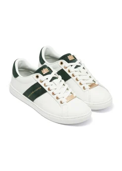 Holland Cooper Trainers|Bestsellers-Knightsbridge Court Trainer White Racing Green