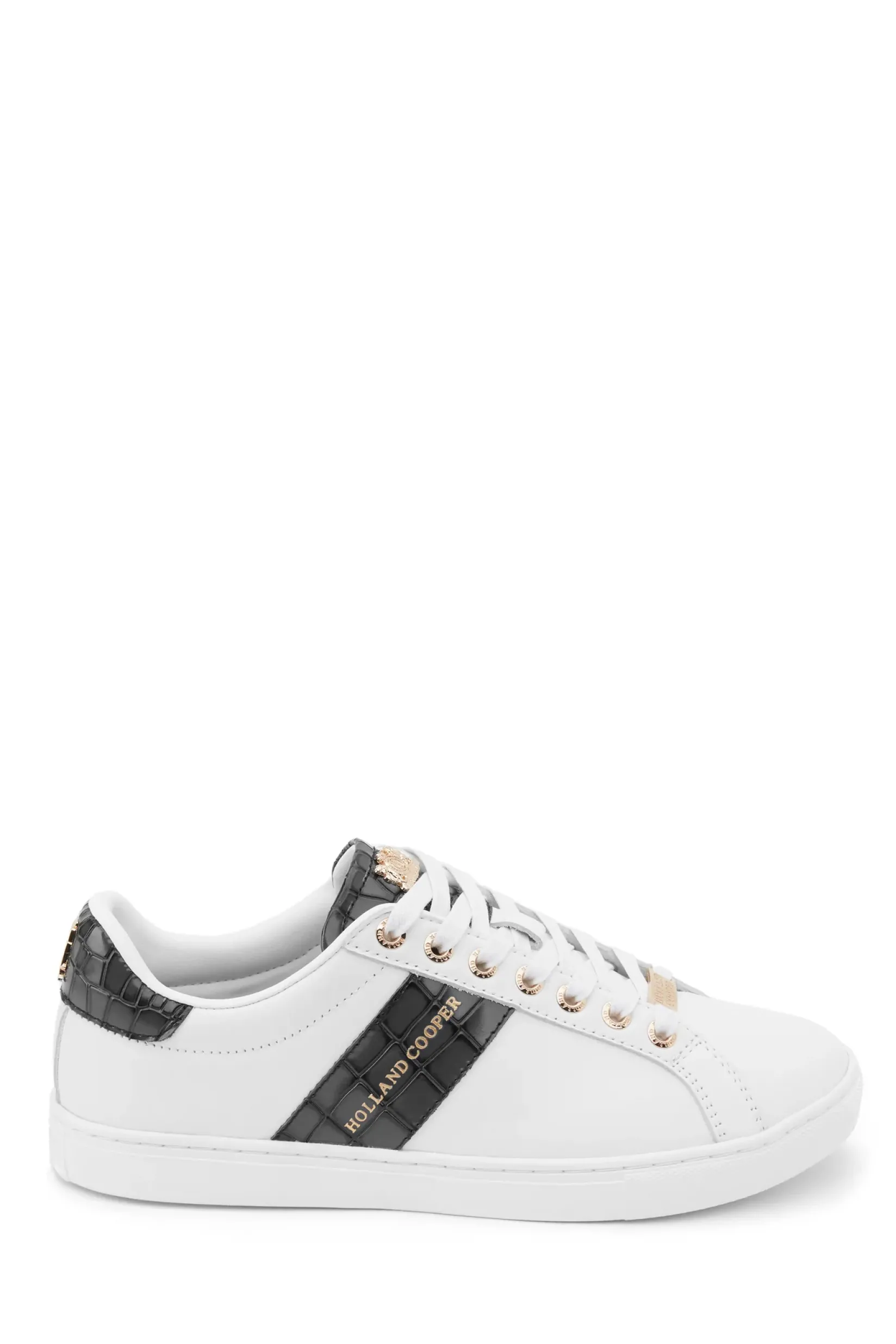 Holland Cooper Trainers|Footwear-Knightsbridge Court Trainer Black Croc