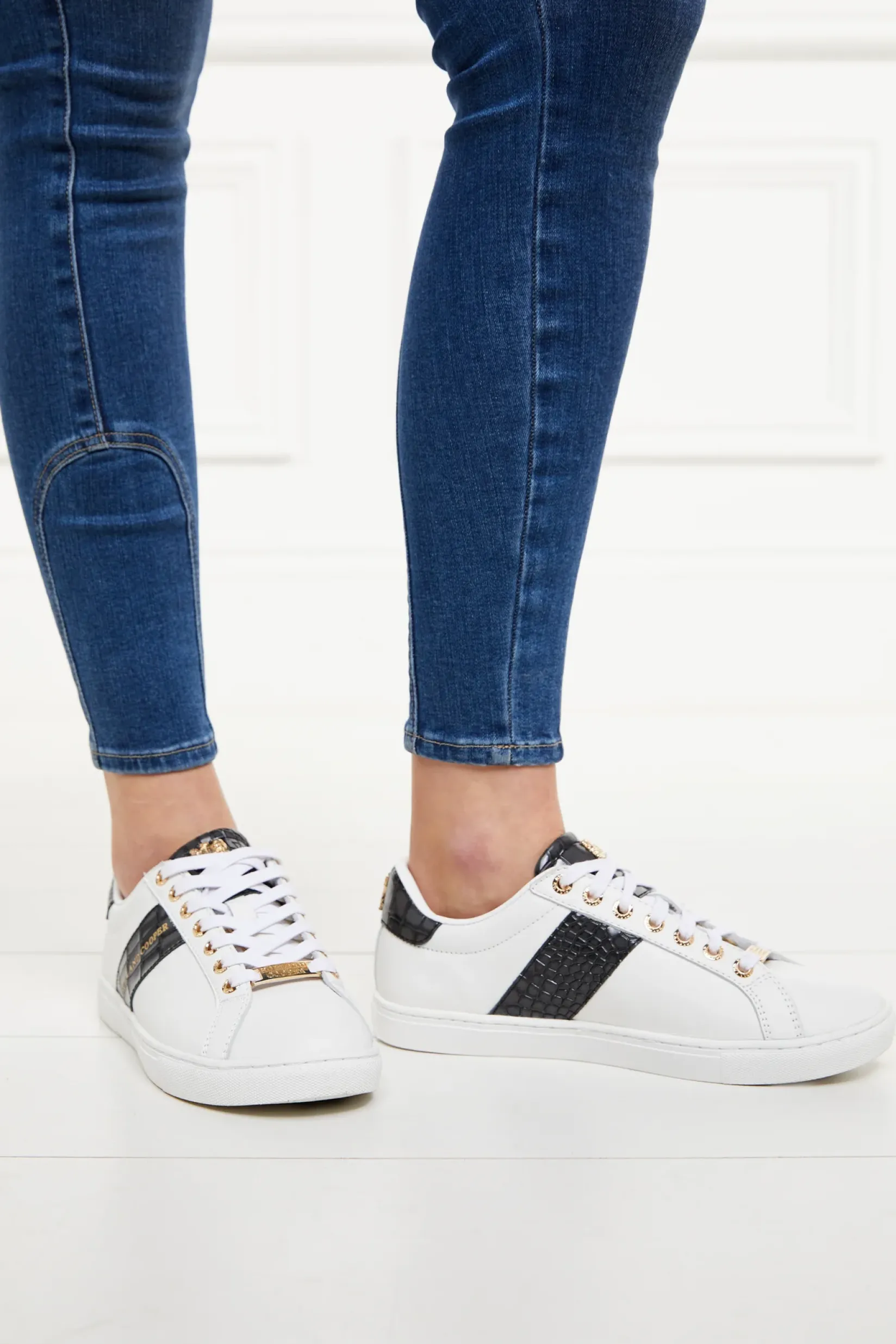 Holland Cooper Trainers|Footwear-Knightsbridge Court Trainer Black Croc