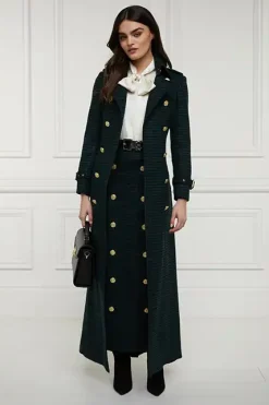 Holland Cooper Skirts|Shop By Product-Knightsbridge Maxi Skirt Emerald Houndstooth