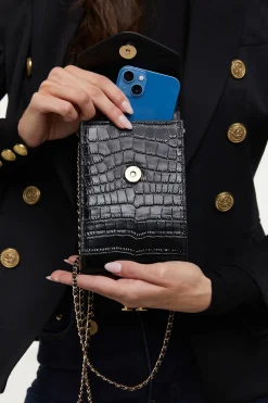 Holland Cooper The Perfect Gesture|Crossbody Bags-Knightsbridge Phone Pouch Black Croc