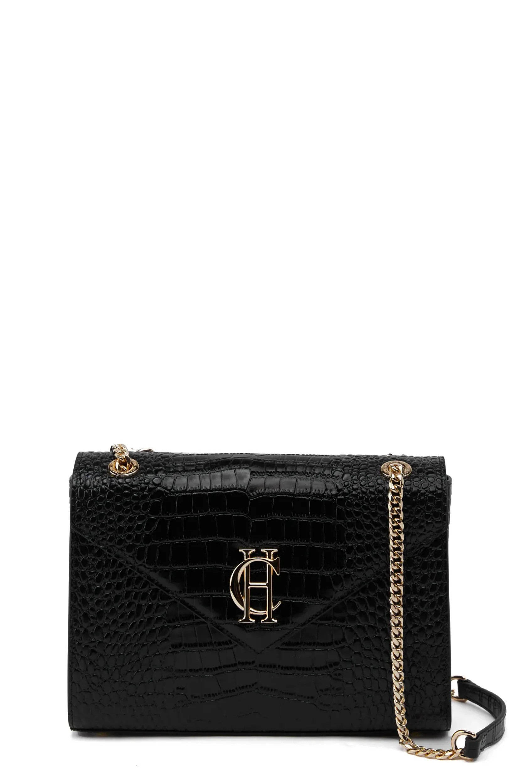 Holland Cooper The Perfect Gesture|Gifts For Her-Knightsbridge Shoulder Bag Black Croc
