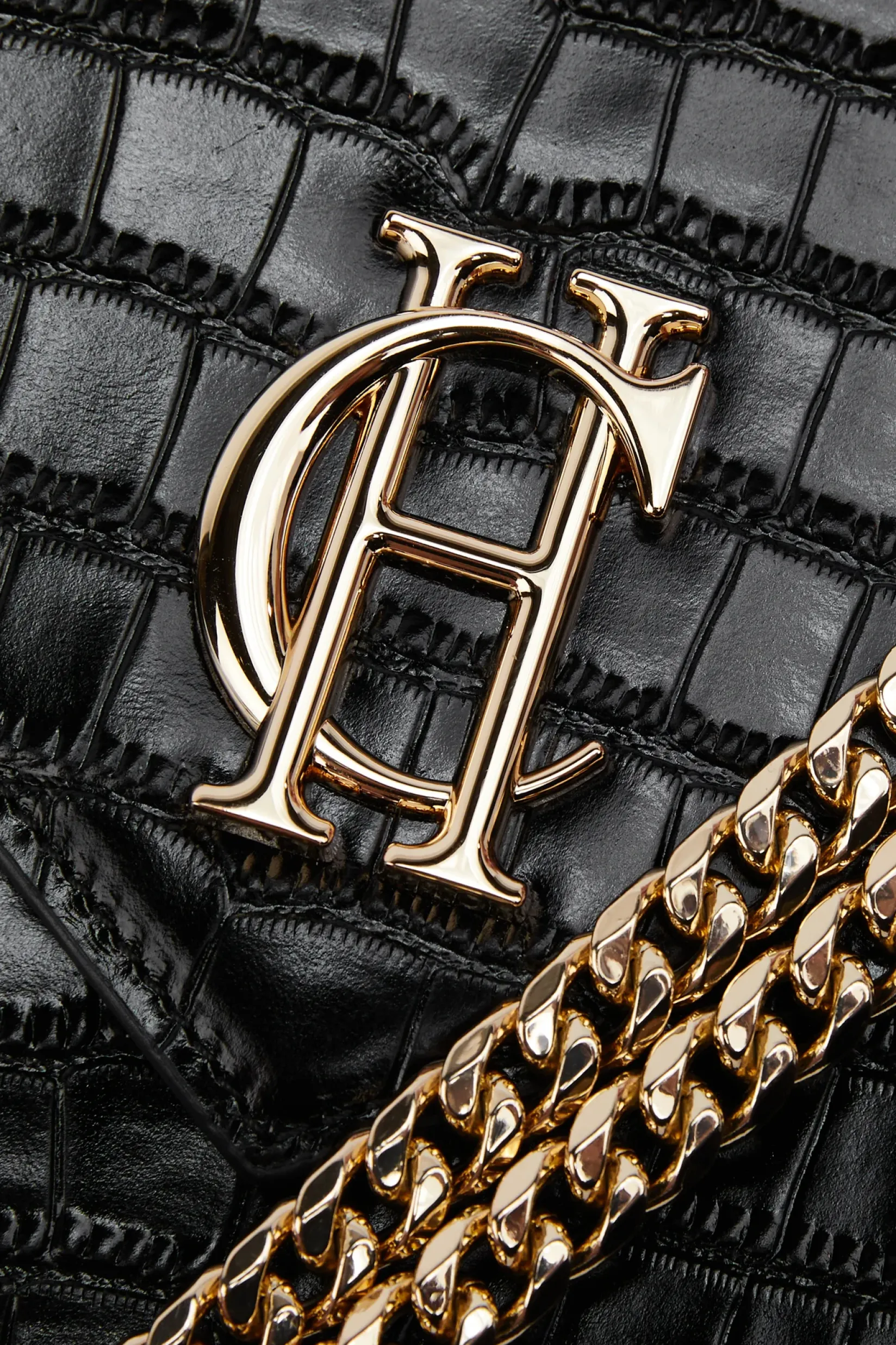 Holland Cooper The Perfect Gesture|Gifts For Her-Knightsbridge Shoulder Bag Black Croc