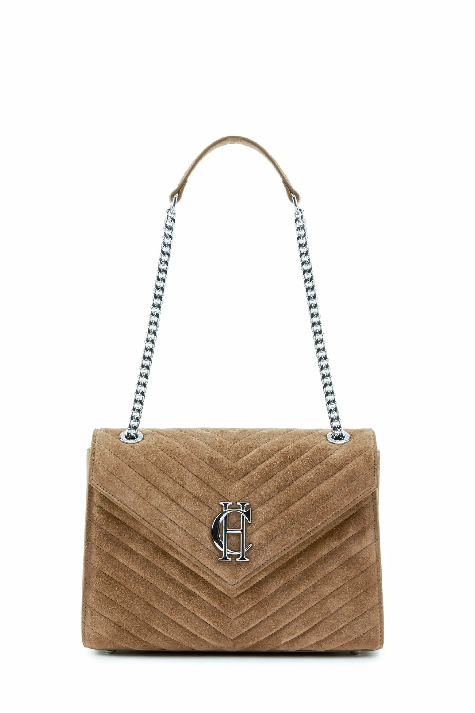 Holland Cooper Shoulder Bags|Bags-Knightsbridge Shoulder Bag Taupe Suede