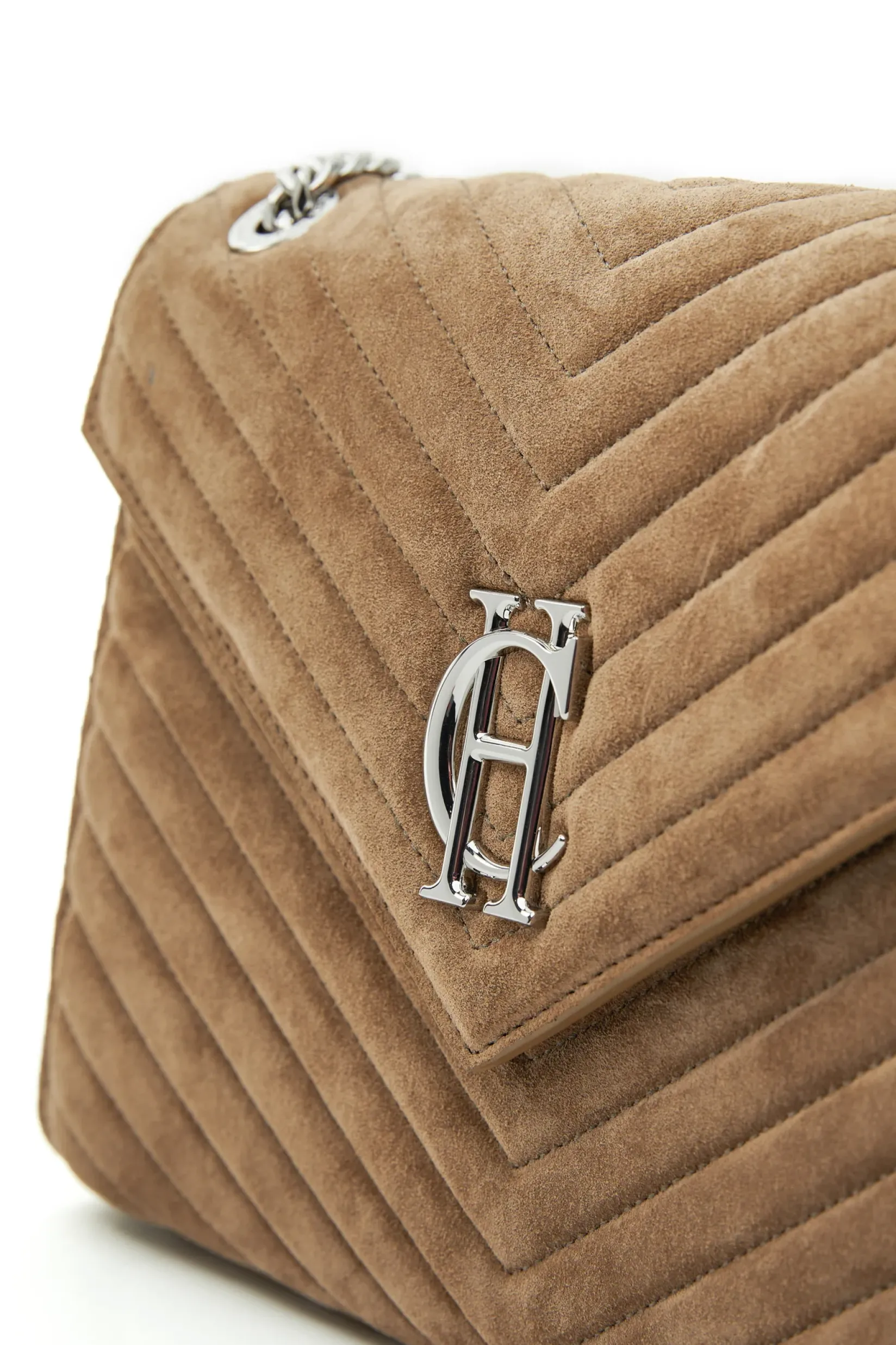 Holland Cooper Shoulder Bags|Bags-Knightsbridge Shoulder Bag Taupe Suede