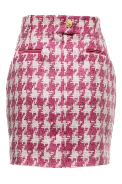 Holland Cooper Gifts For Her|Skirts-Knightsbridge Skirt Hot Pink Large Scale Houndstooth
