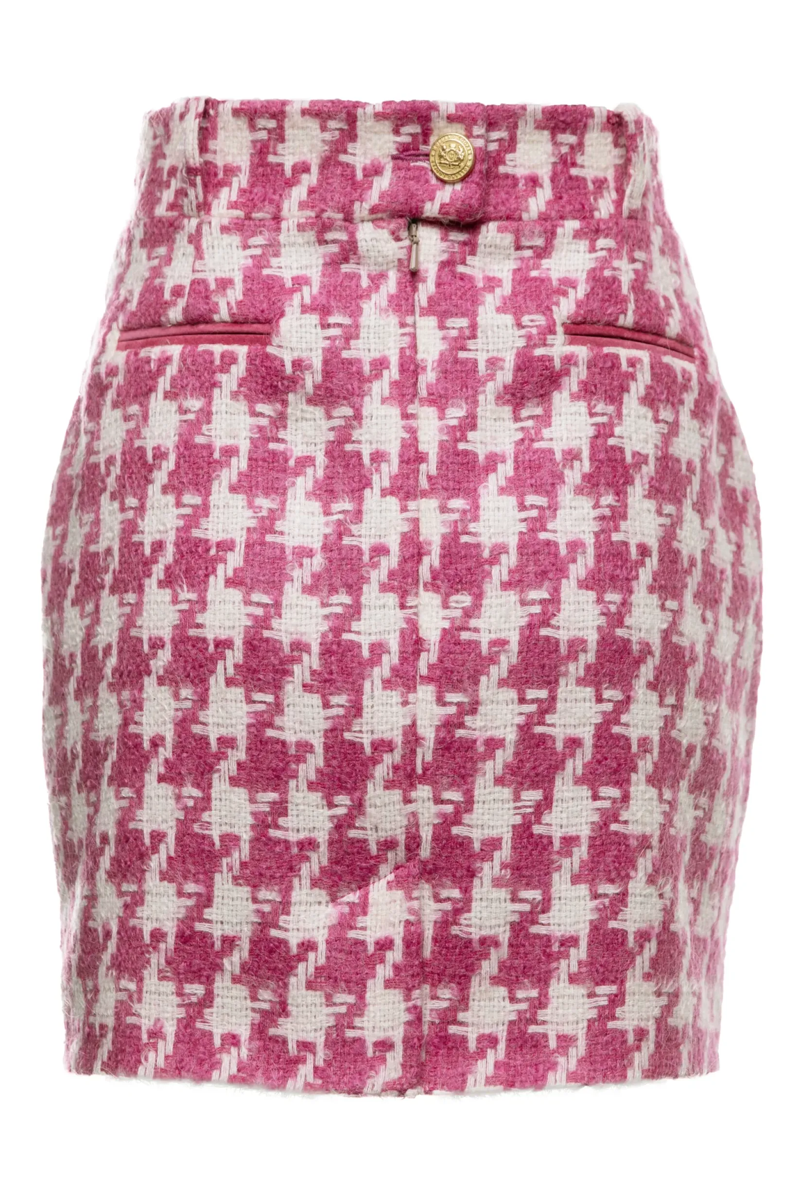 Holland Cooper Gifts For Her|Skirts-Knightsbridge Skirt Hot Pink Large Scale Houndstooth