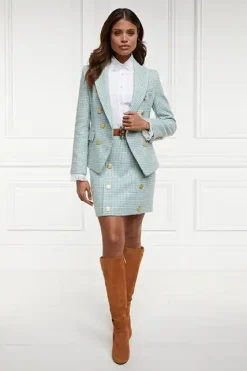 Holland Cooper Skirts|In Stock Tailoring-Knightsbridge Skirt Teal Houndstooth