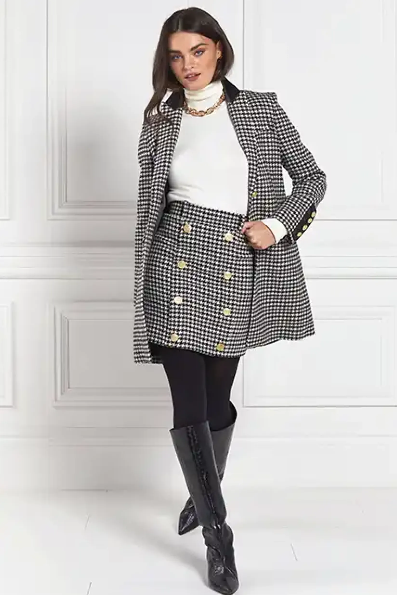 Holland Cooper Skirts|The Date Night Edit-Knightsbridge Skirt Houndstooth