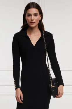 Holland Cooper Gifts For Her|Dresses-Knitted Shirt Dress Black