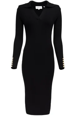 Holland Cooper Gifts For Her|Dresses-Knitted Shirt Dress Black