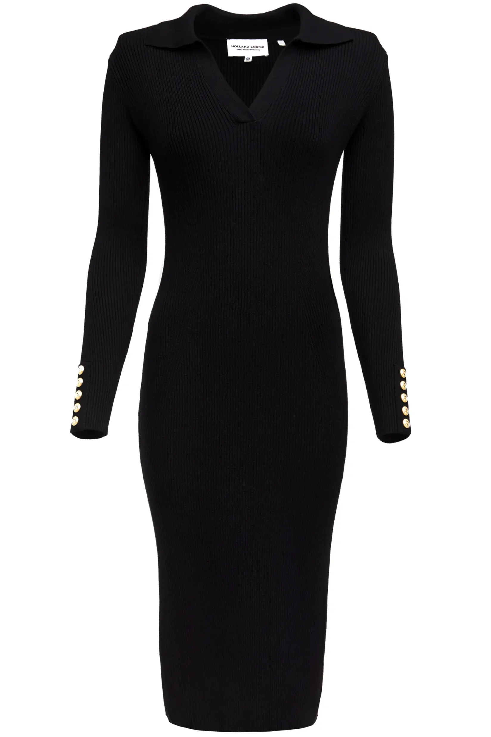 Holland Cooper Gifts For Her|Dresses-Knitted Shirt Dress Black