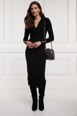 Holland Cooper Gifts For Her|Dresses-Knitted Shirt Dress Black