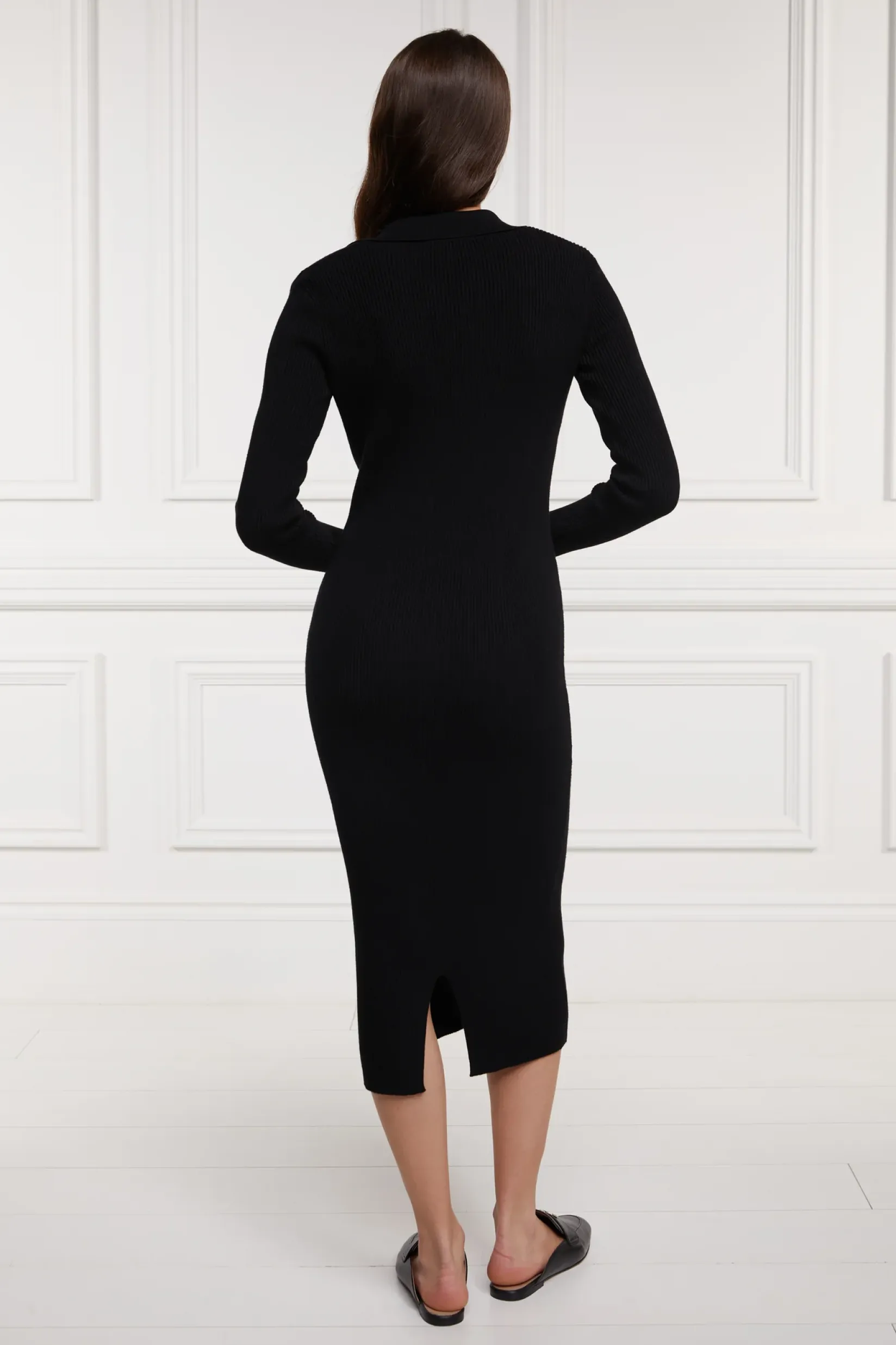 Holland Cooper Gifts For Her|Dresses-Knitted Shirt Dress Black
