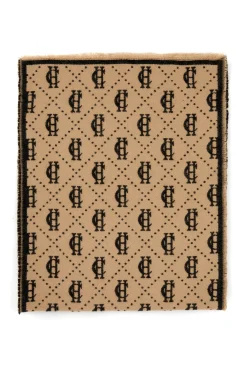 Holland Cooper Scarves|Scarves-Lightweight Monogram Scarf Tan Black
