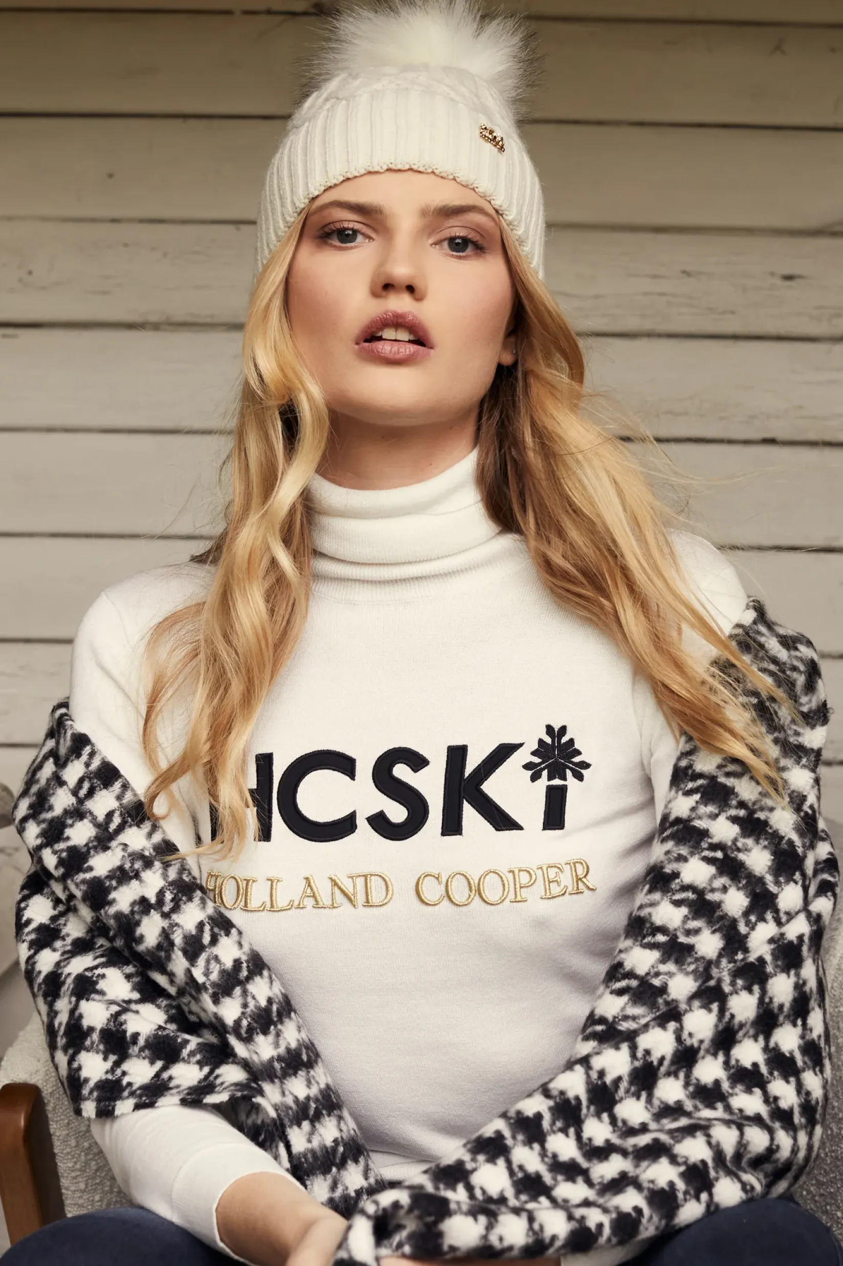 Holland Cooper Knitwear|Knitwear & Thermals-Logo Ski Knit Winter White