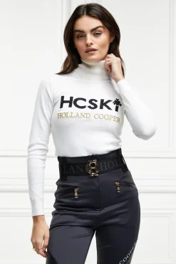 Holland Cooper Knitwear|Knitwear & Thermals-Logo Ski Knit Winter White
