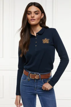 Holland Cooper Polo Shirts & Tees|Equestrian Casualwear-Long Sleeve Crest Polo