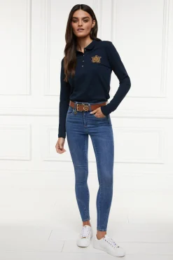 Holland Cooper Polo Shirts & Tees|Equestrian Casualwear-Long Sleeve Crest Polo