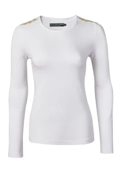 Holland Cooper Tees|Tops-Long Sleeve Crew Neck Tee White