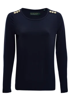 Holland Cooper Tees|Tops-Long Sleeve Crew Neck Tee Ink Navy