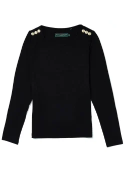Holland Cooper Tees|Tops-Long Sleeve Crew Neck Tee Black