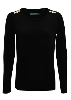 Holland Cooper Tees|Tops-Long Sleeve Crew Neck Tee Black