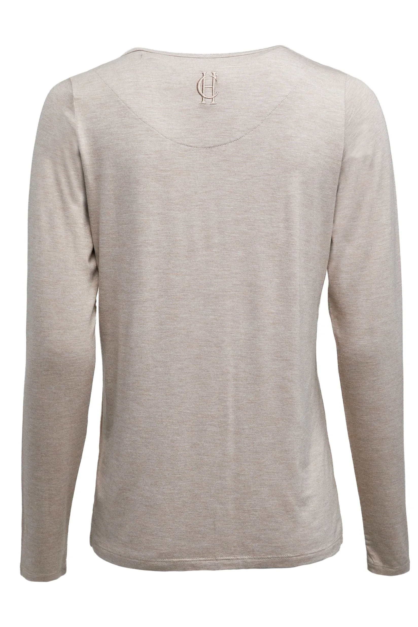 Holland Cooper Tees|Tops-Long Sleeve V-Neck Tee Oatmeal