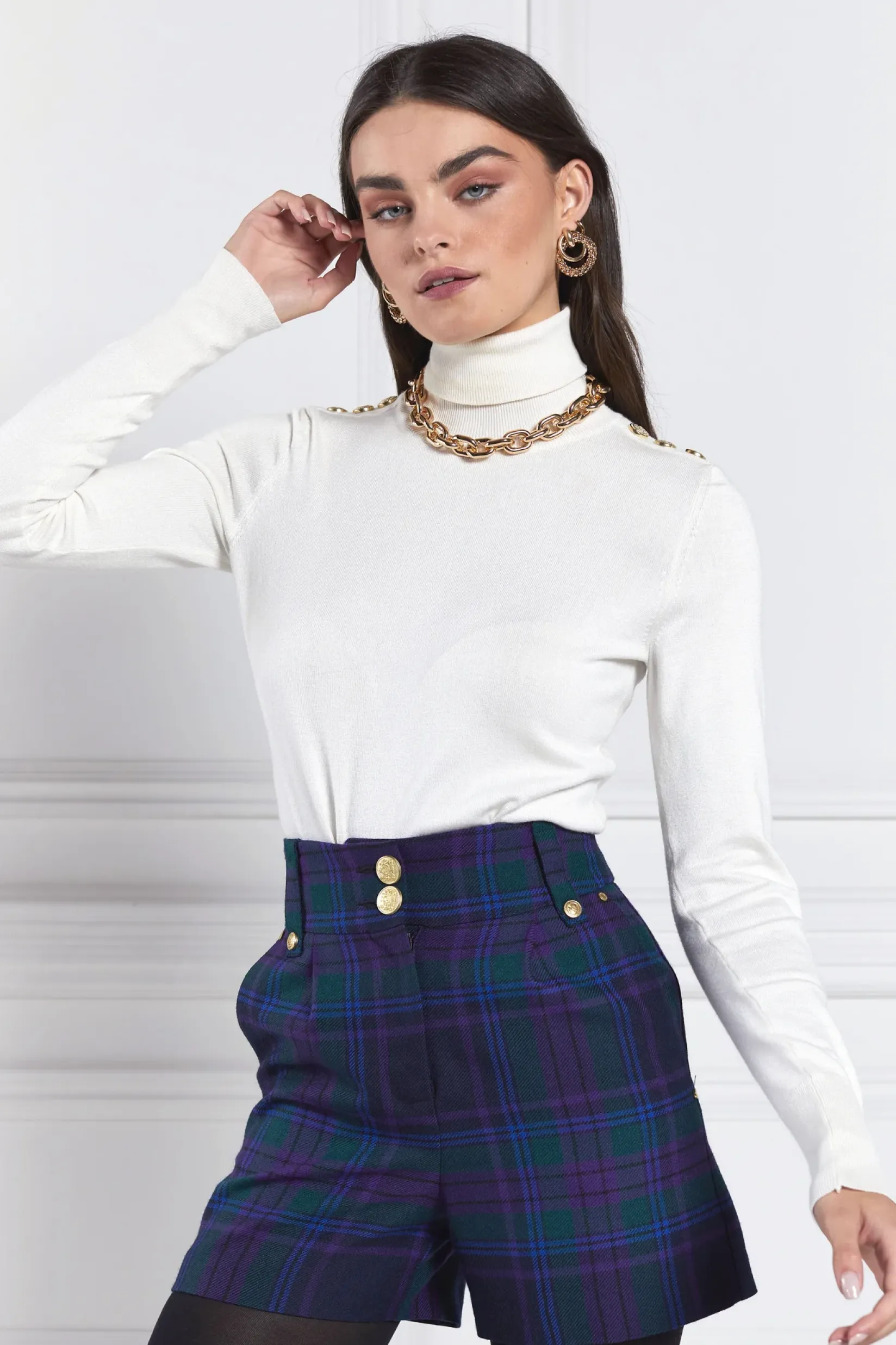 Holland Cooper In Stock Tailoring|Shorts-Luxe Tailored Short Heather Tartan