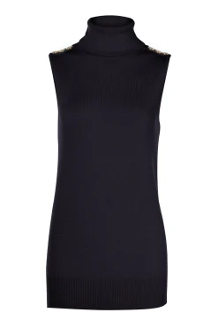 Holland Cooper Knitwear-Luxury Sleeveless Roll Neck Black
