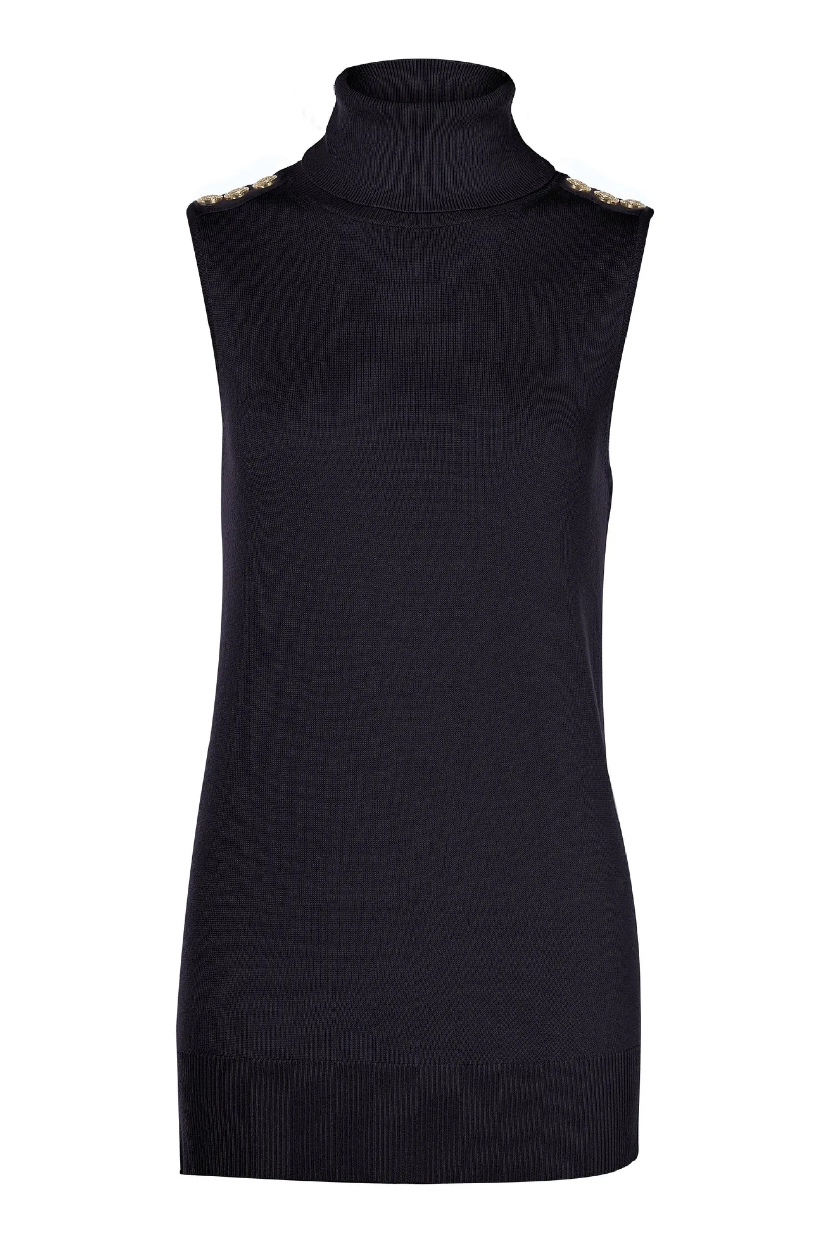 Holland Cooper Knitwear-Luxury Sleeveless Roll Neck Black