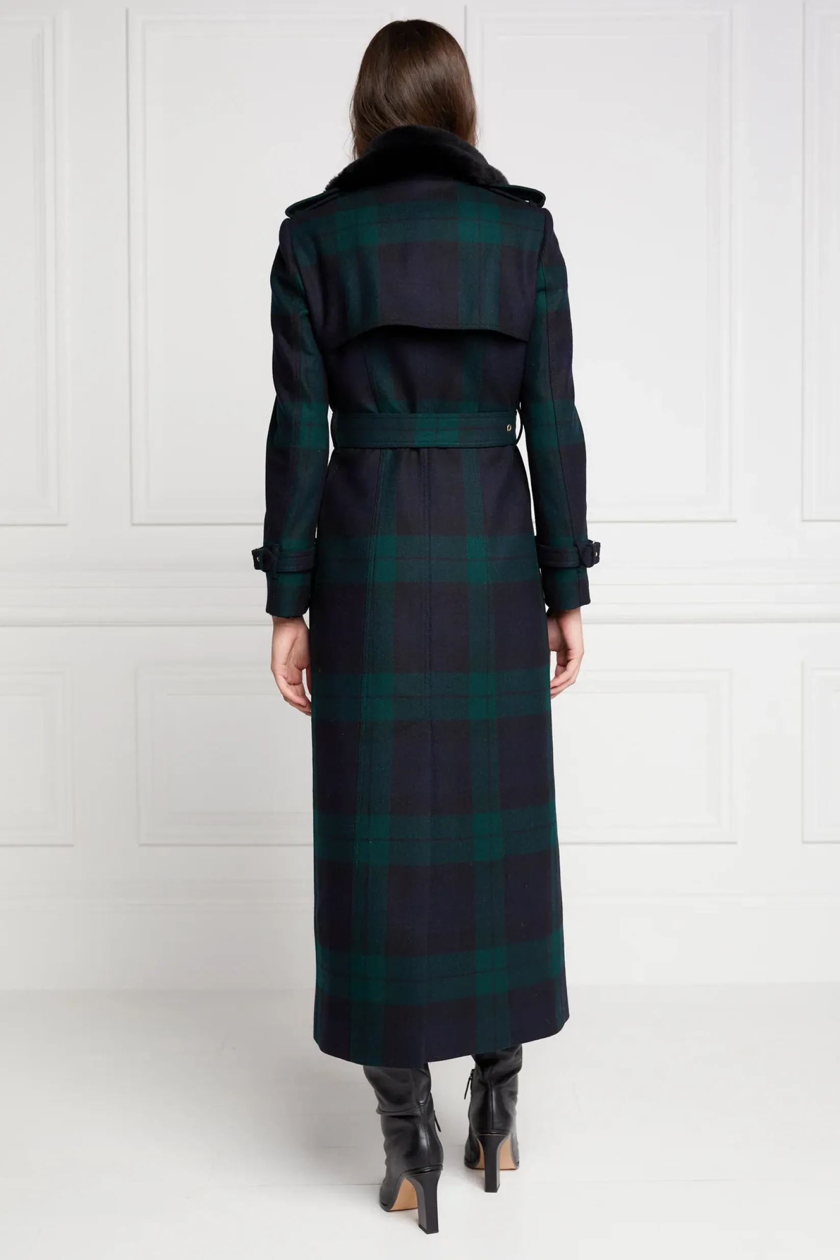 Holland Cooper Trench Coats|Coats-Marlborough Shearling Trench Coat Blackwatch